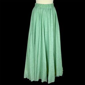 Cotton Linen Maxi Skirt Sz L Green Ren Faire Boho Gypsy Hippie Peasant Fairy